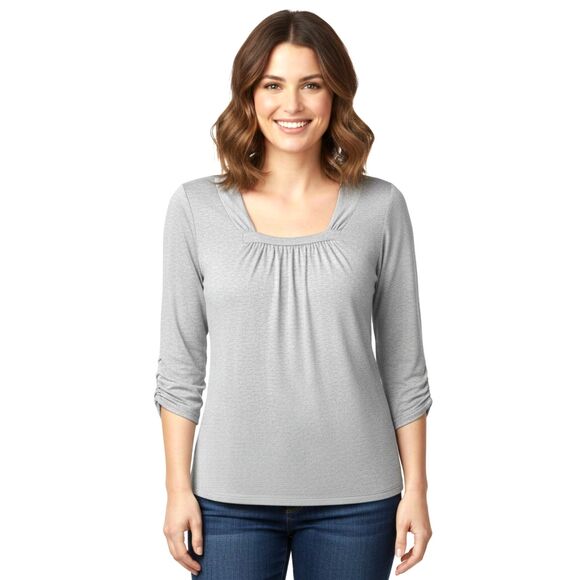 Dkny Tops - DKNY Soft Jersey Knit Top Gray 3/4 Sleeve Basic Size XL